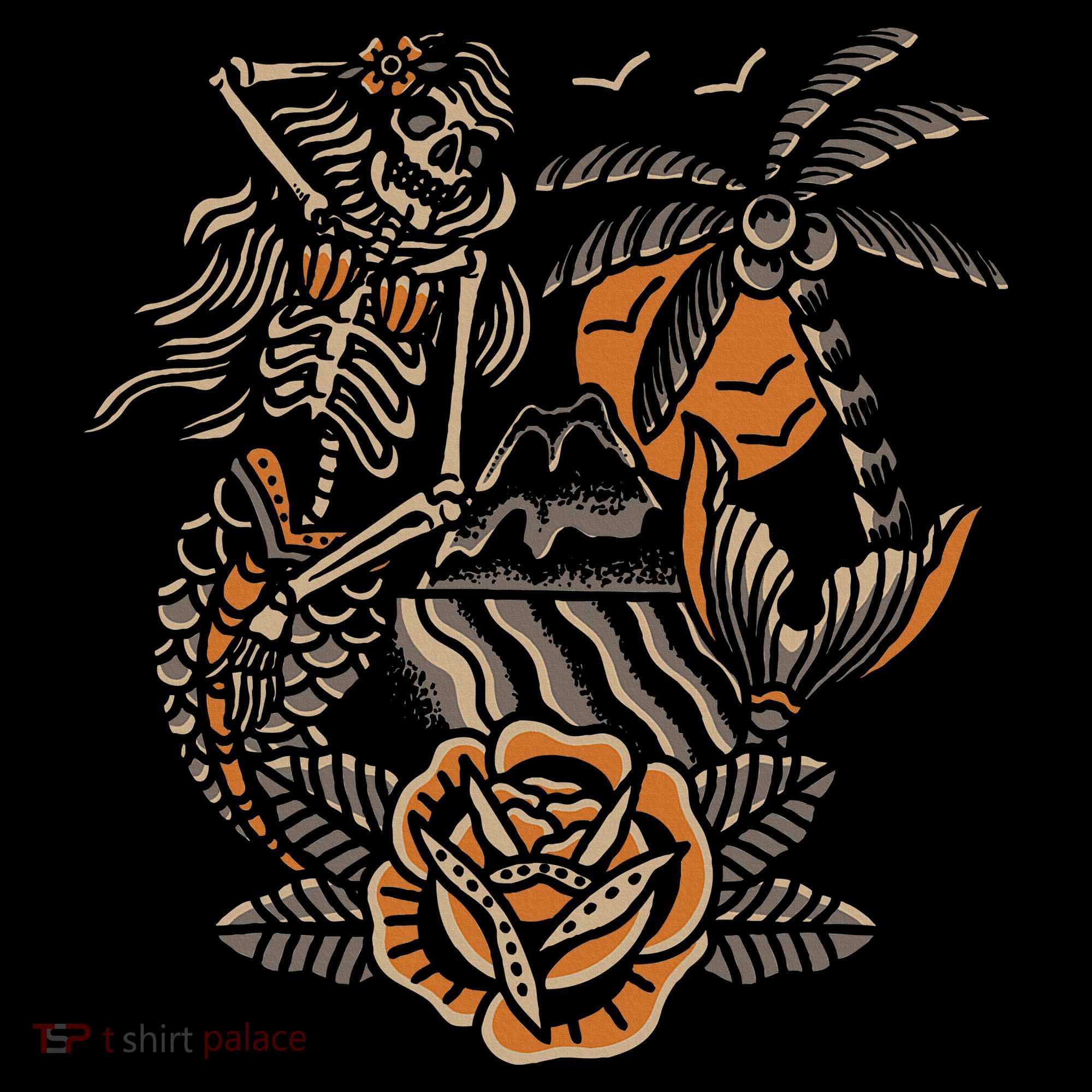 Mermaid Skeleton Traditional Tattoo Old School Tattoo Flash Sweatshirt