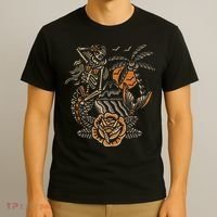 Mermaid Skeleton Traditional Tattoo Old School Tattoo Flash T-Shirt thumb 3