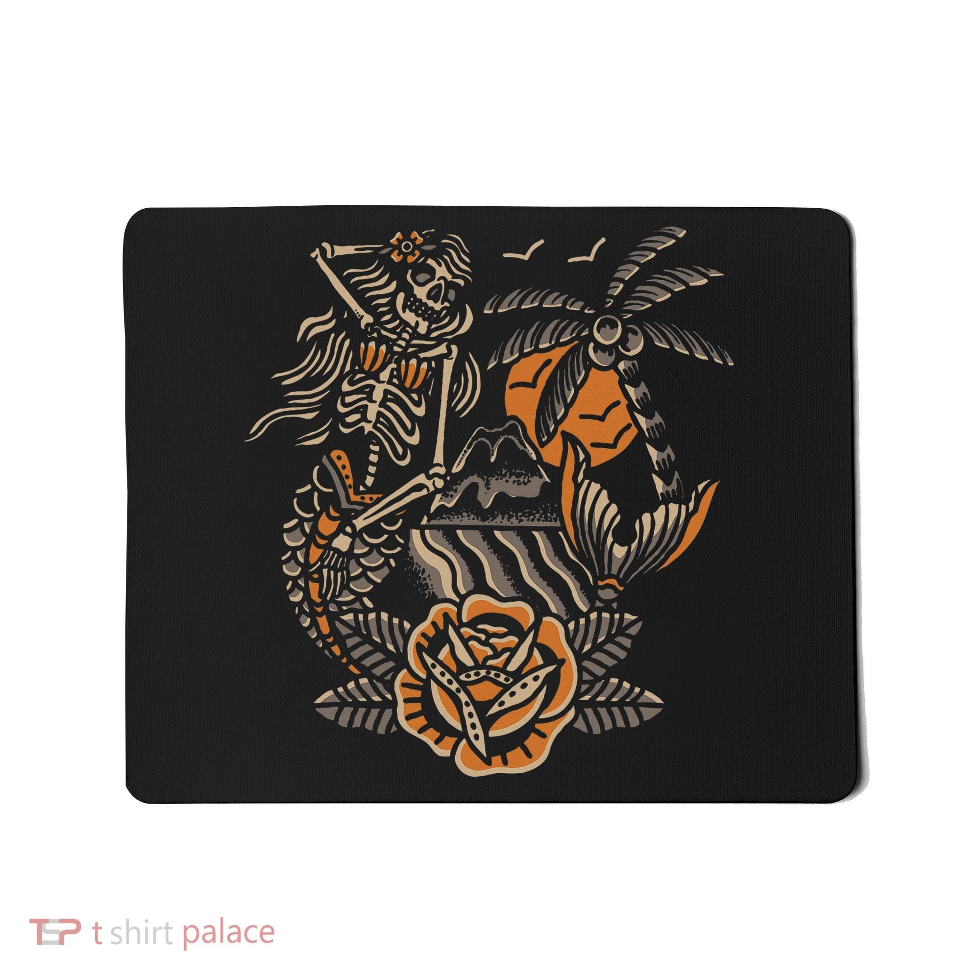 Mermaid Skeleton Traditional Tattoo Old School Tattoo Flash Mousepad