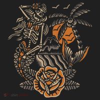 Mermaid Skeleton Traditional Tattoo Old School Tattoo Flash Hat thumb 2