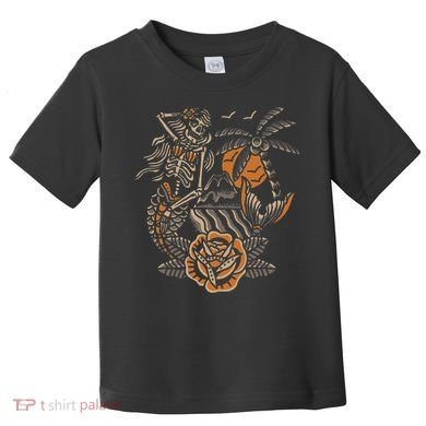Mermaid Skeleton Traditional Tattoo Old School Tattoo Flash Toddler T-Shirt