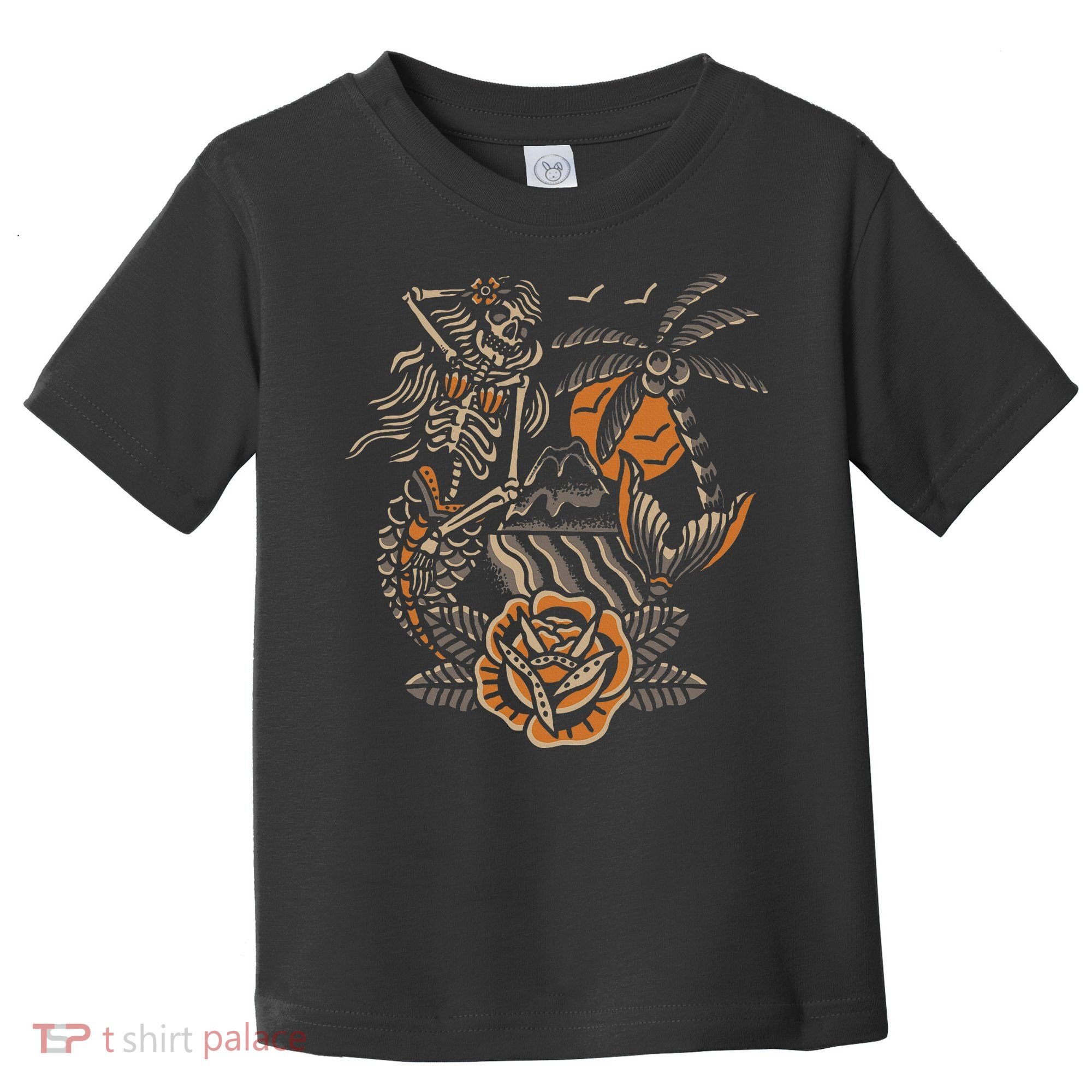 Mermaid Skeleton Traditional Tattoo Old School Tattoo Flash Toddler T-Shirt