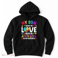 My Son Taught Me Love Needs No Words Autism For Mom Dad Hoodie thumb 0