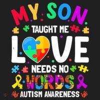My Son Taught Me Love Needs No Words Autism For Mom Dad Golf Towel thumb 3