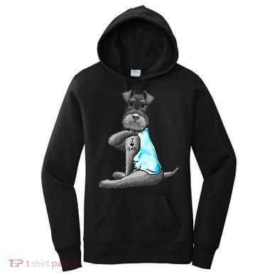 Miniature Schnauzer Tattoos I Love Dad Gift FatherS Day Gift Women's Hoodie