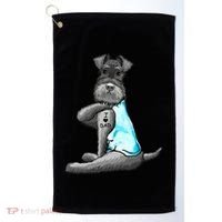 Miniature Schnauzer Tattoos I Love Dad Gift FatherS Day Gift Golf Towel thumb 0