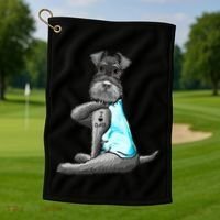 Miniature Schnauzer Tattoos I Love Dad Gift FatherS Day Gift Golf Towel thumb 1