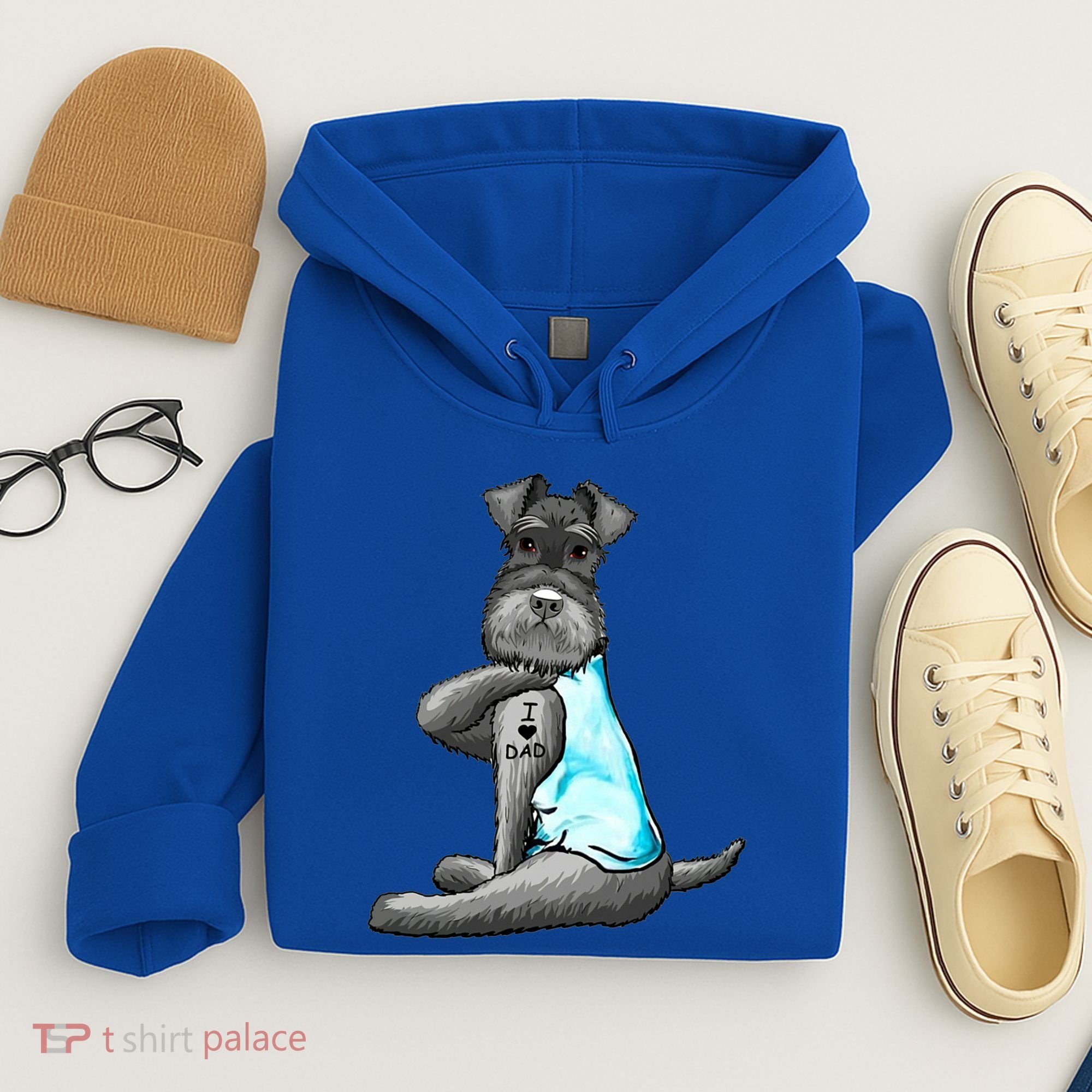 Miniature Schnauzer Tattoos I Love Dad Gift FatherS Day Gift Hoodie