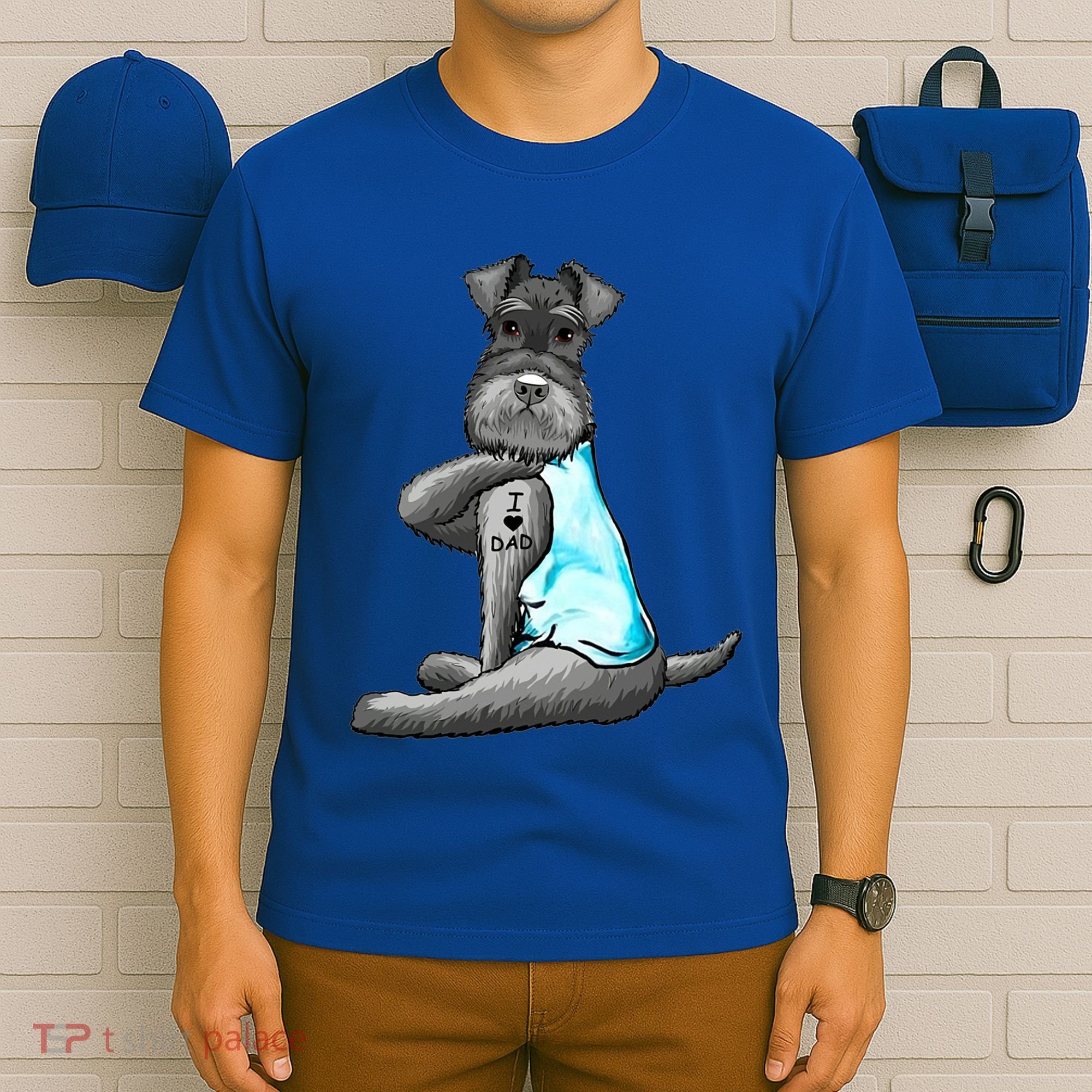 Miniature Schnauzer Tattoos I Love Dad Gift FatherS Day Gift T-Shirt