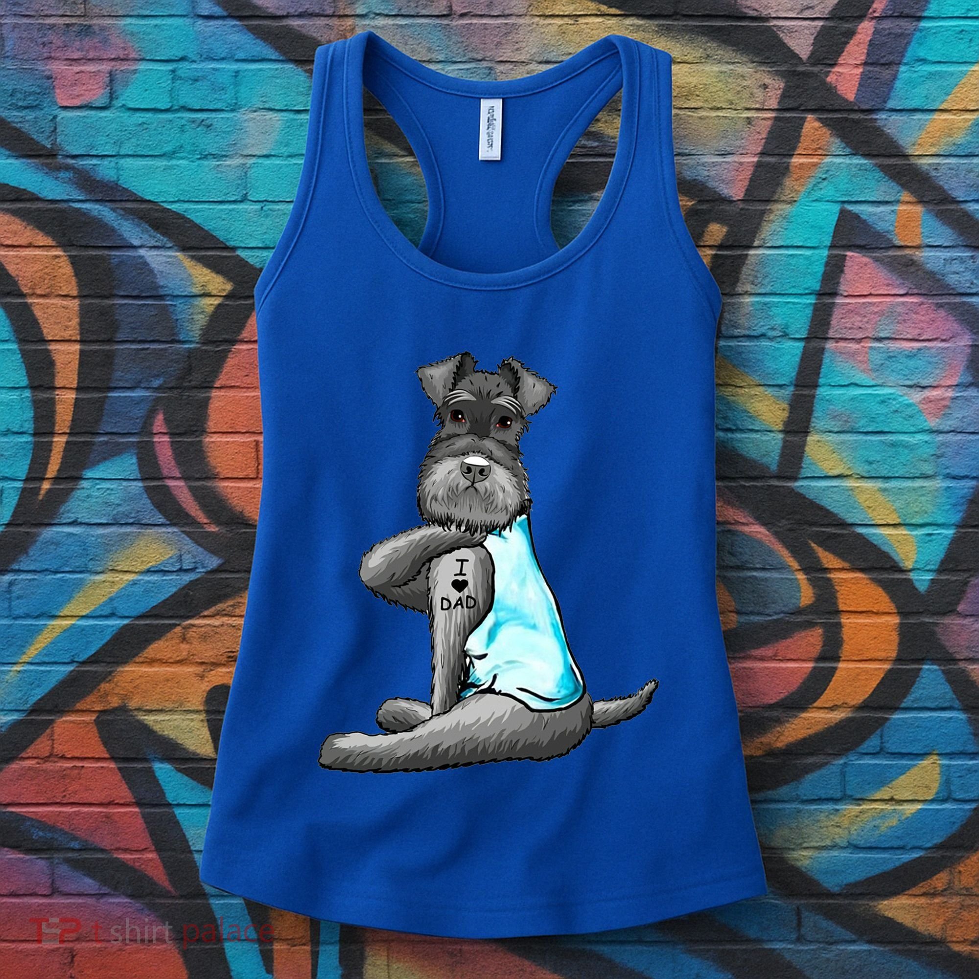 Miniature Schnauzer Tattoos I Love Dad Gift FatherS Day Gift Women's Tank Top