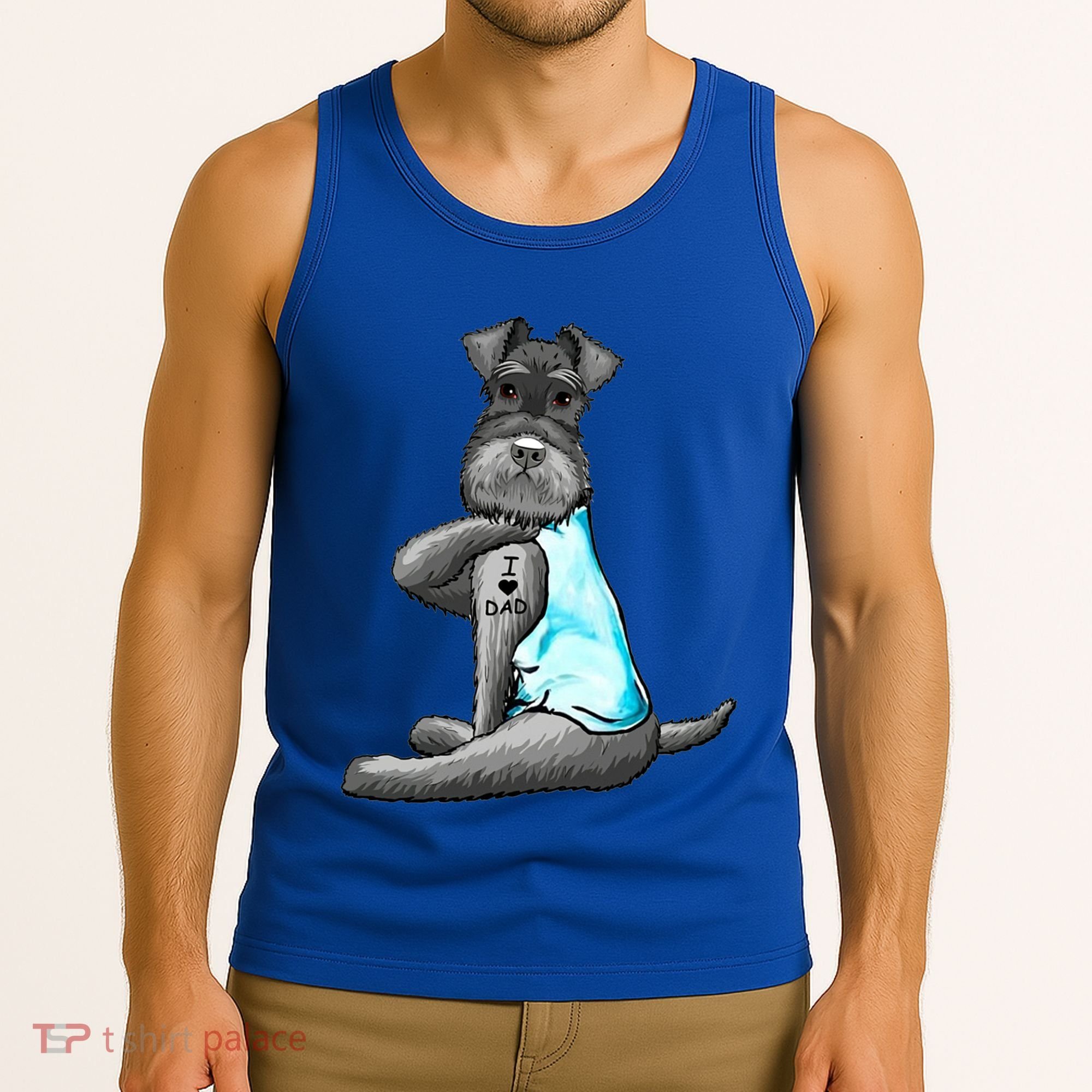 Miniature Schnauzer Tattoos I Love Dad Gift FatherS Day Gift Tank Top