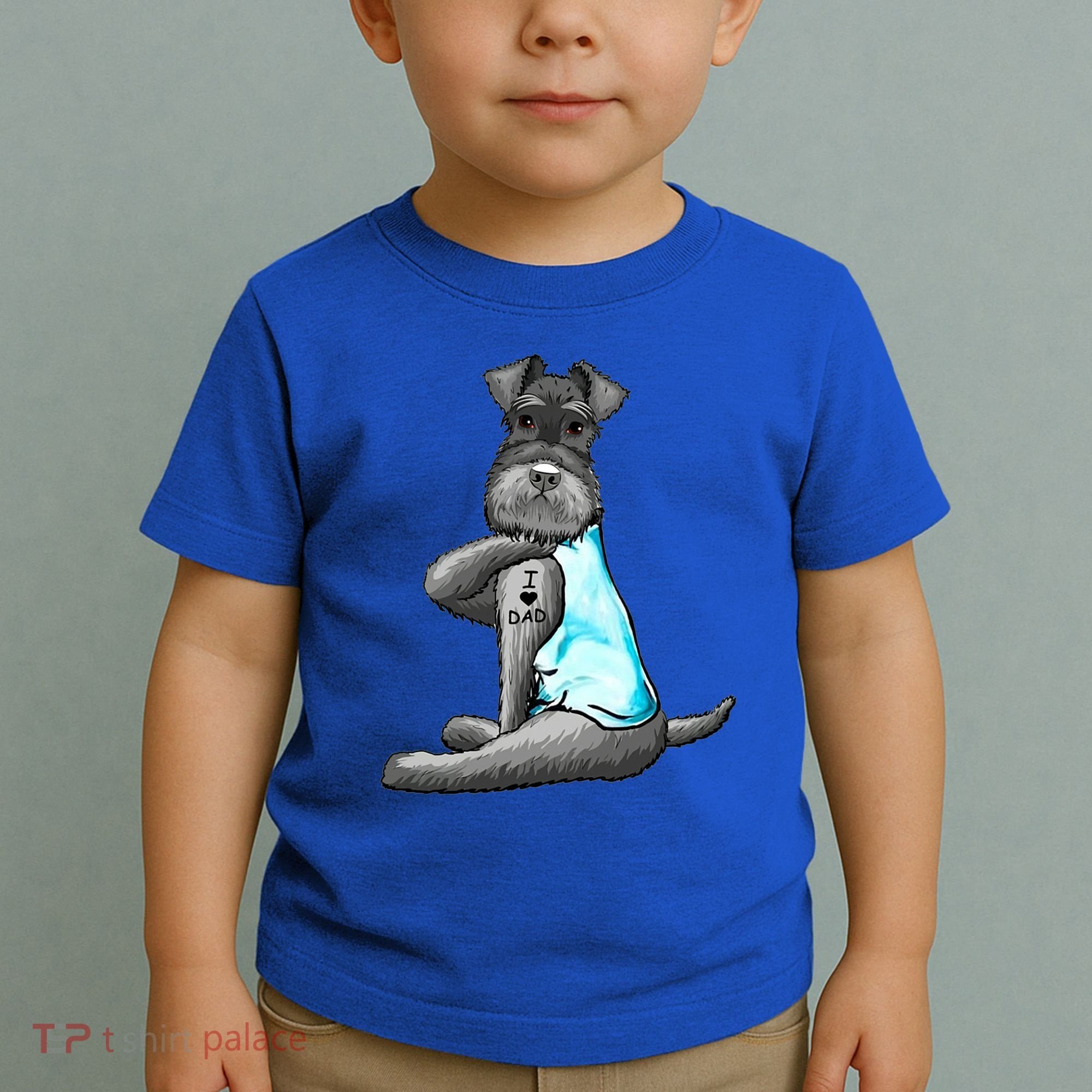 Miniature Schnauzer Tattoos I Love Dad Gift FatherS Day Gift Toddler T-Shirt