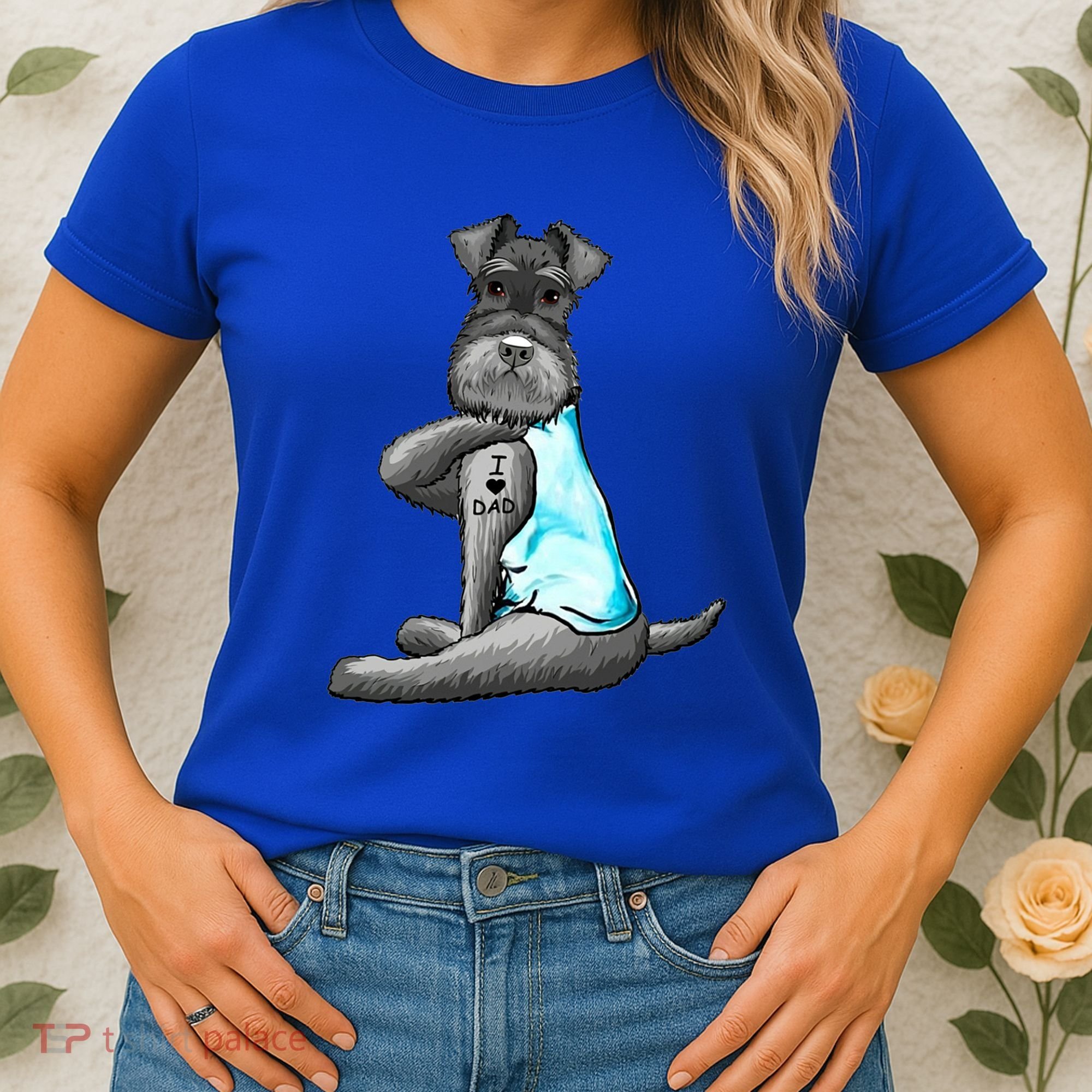 Miniature Schnauzer Tattoos I Love Dad Gift FatherS Day Gift Women's T-Shirt