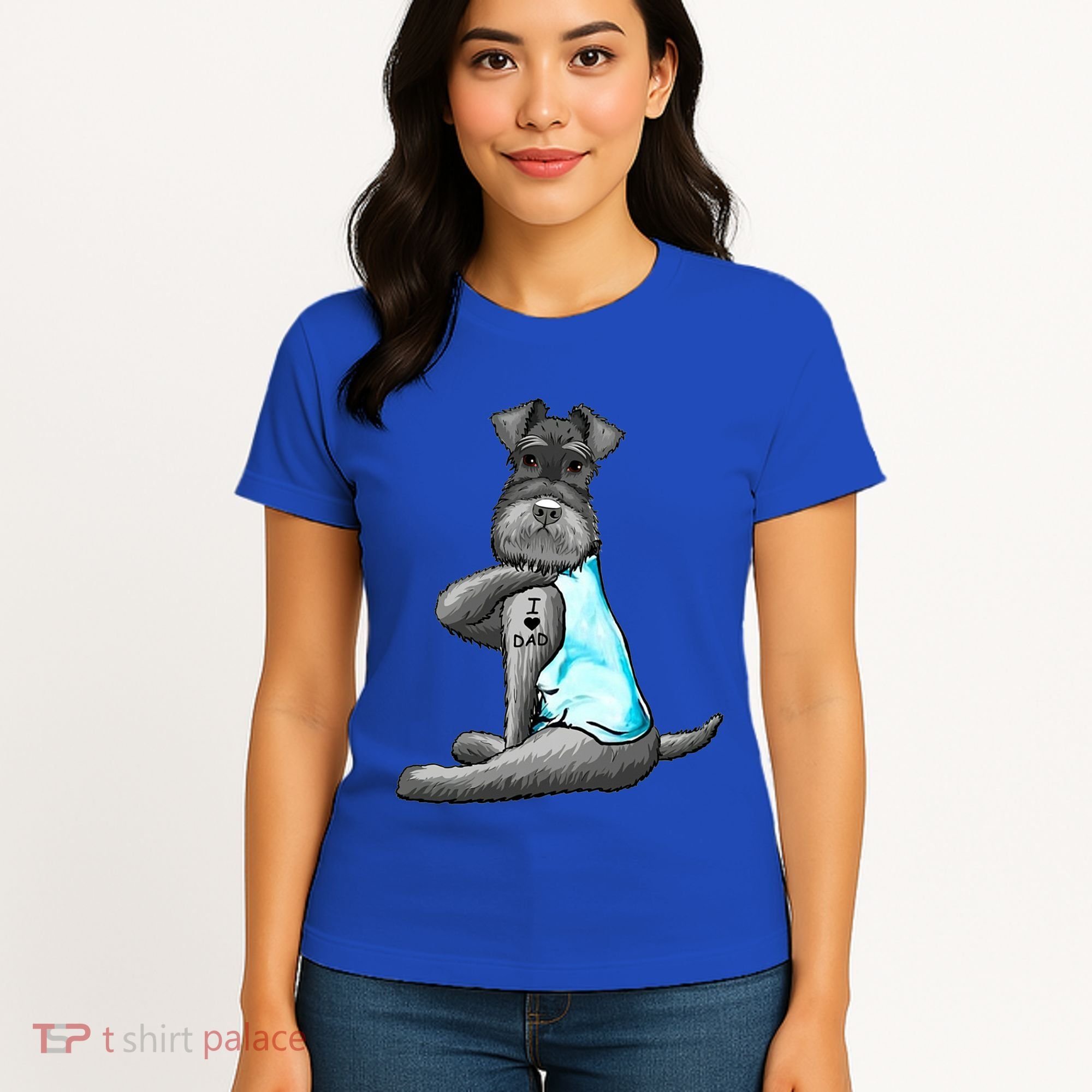 Miniature Schnauzer Tattoos I Love Dad Gift FatherS Day Gift Women's T-Shirt