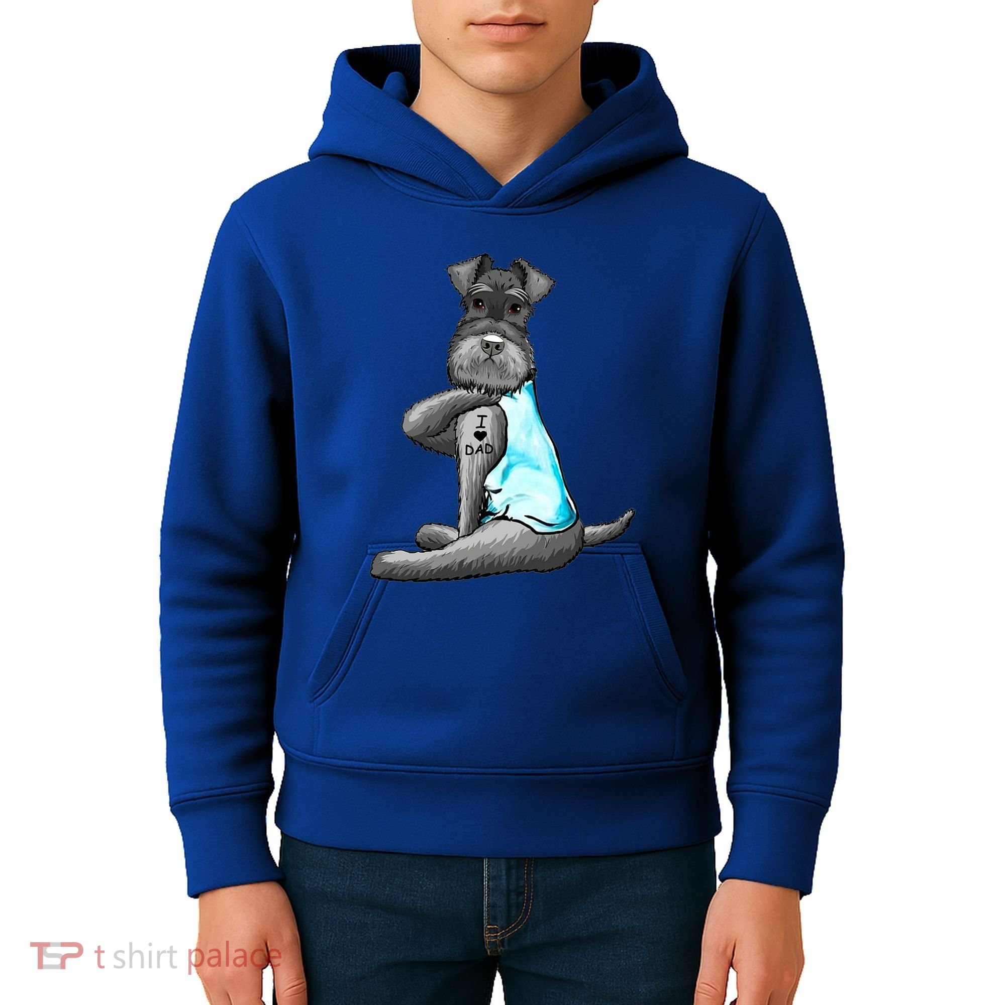Miniature Schnauzer Tattoos I Love Dad Gift FatherS Day Gift Kids Hoodie