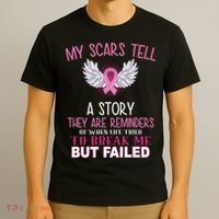 My Scars Tell A Story Breast Cancer Survivor Quote T-Shirt thumb 3