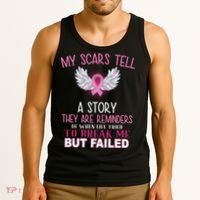 My Scars Tell A Story Breast Cancer Survivor Quote Tank Top thumb 3
