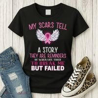 My Scars Tell A Story Breast Cancer Survivor Quote Women's T-Shirt thumb 3