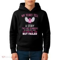 My Scars Tell A Story Breast Cancer Survivor Quote Kids Hoodie thumb 4