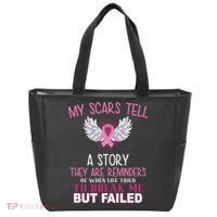 My Scars Tell A Story Breast Cancer Survivor Quote Tote Bag thumb 0