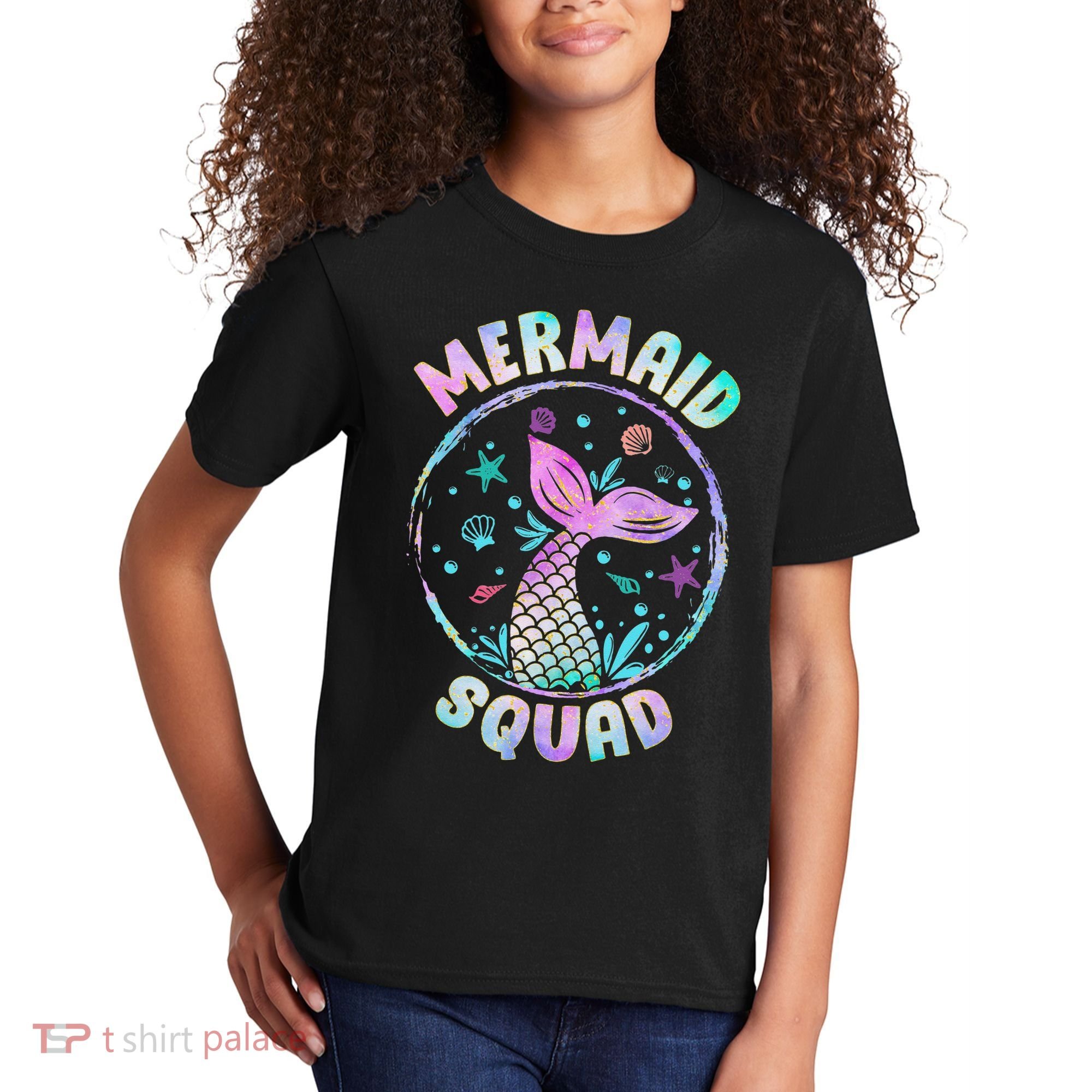 Mermaid Squad Themed Birthday Party Mermaids Family Matching Kids T-Shirt