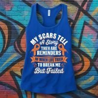 My Scars Tell A Story Kidney Cancer Ribbon Awareness Cool Gift Women's Tank Top thumb 3