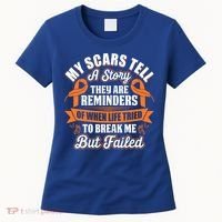 My Scars Tell A Story Kidney Cancer Ribbon Awareness Cool Gift Women's T-Shirt thumb 0