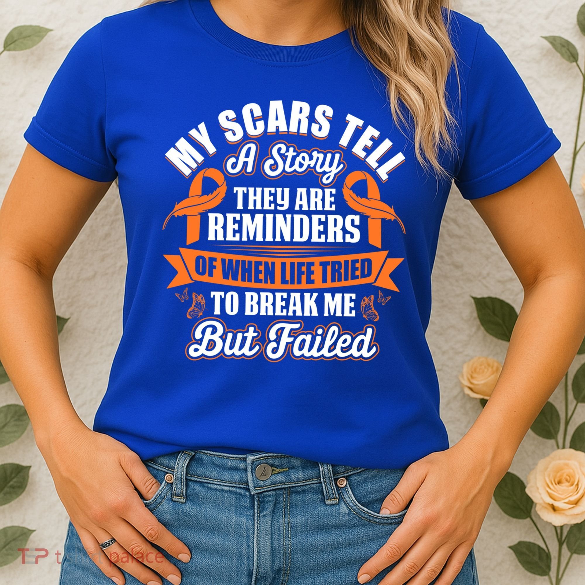 My Scars Tell A Story Kidney Cancer Ribbon Awareness Cool Gift Women's T-Shirt