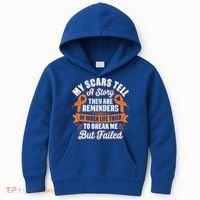 My Scars Tell A Story Kidney Cancer Ribbon Awareness Cool Gift Kids Hoodie thumb 0