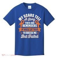 My Scars Tell A Story Kidney Cancer Ribbon Awareness Cool Gift Kids T-Shirt thumb 0
