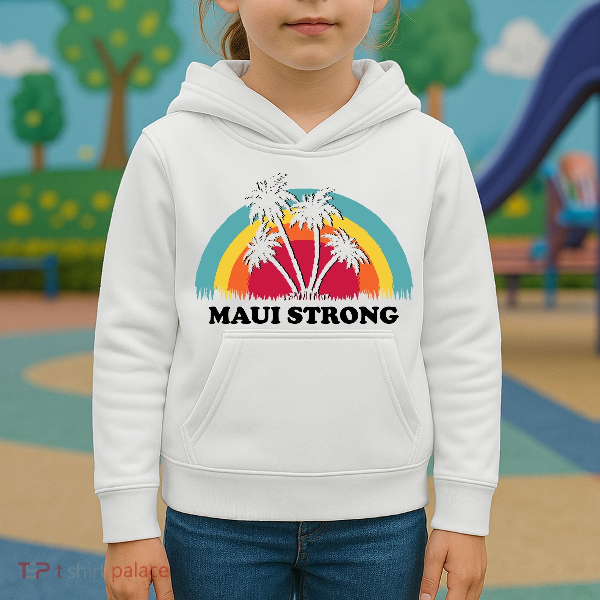 Maui Strong Tropical Hawaii Wildfire Kids Hoodie