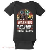 May Start Talking About Horse Racing Funny Racer Graphic Baby Bodysuit thumb 0