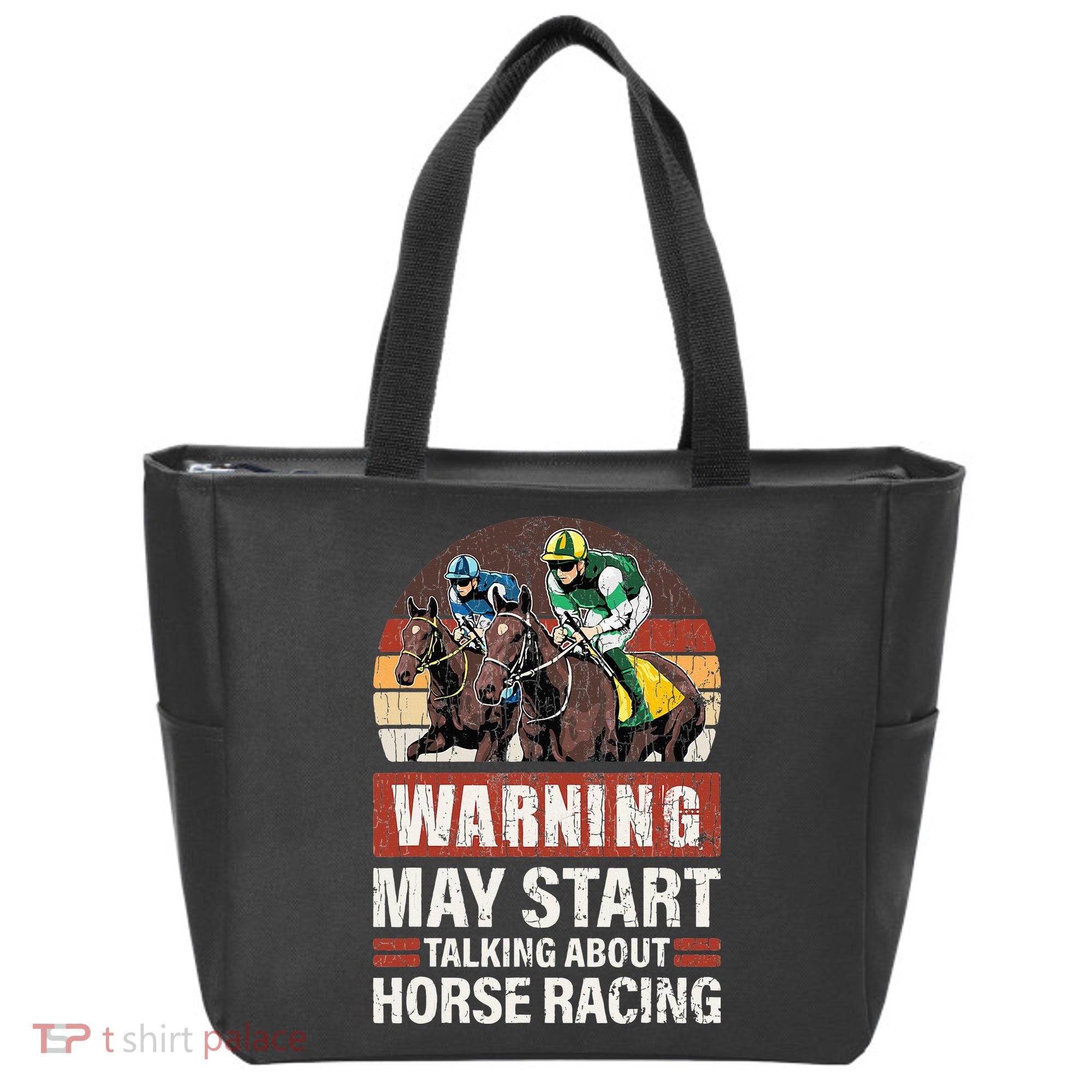 May Start Talking About Horse Racing Funny Racer Graphic Tote Bag