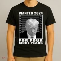 Mug Shot Trump Wanted 2024 For Four More Years T-Shirt thumb 3