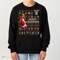 Merry Swishmas Ugly Christmas Basketball Women's Sweatshirt thumb 0