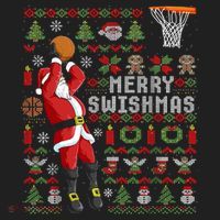 Merry Swishmas Ugly Christmas Basketball Women's Sweatshirt thumb 2