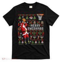 Merry Swishmas Ugly Christmas Basketball T-Shirt thumb 0