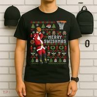 Merry Swishmas Ugly Christmas Basketball T-Shirt thumb 6