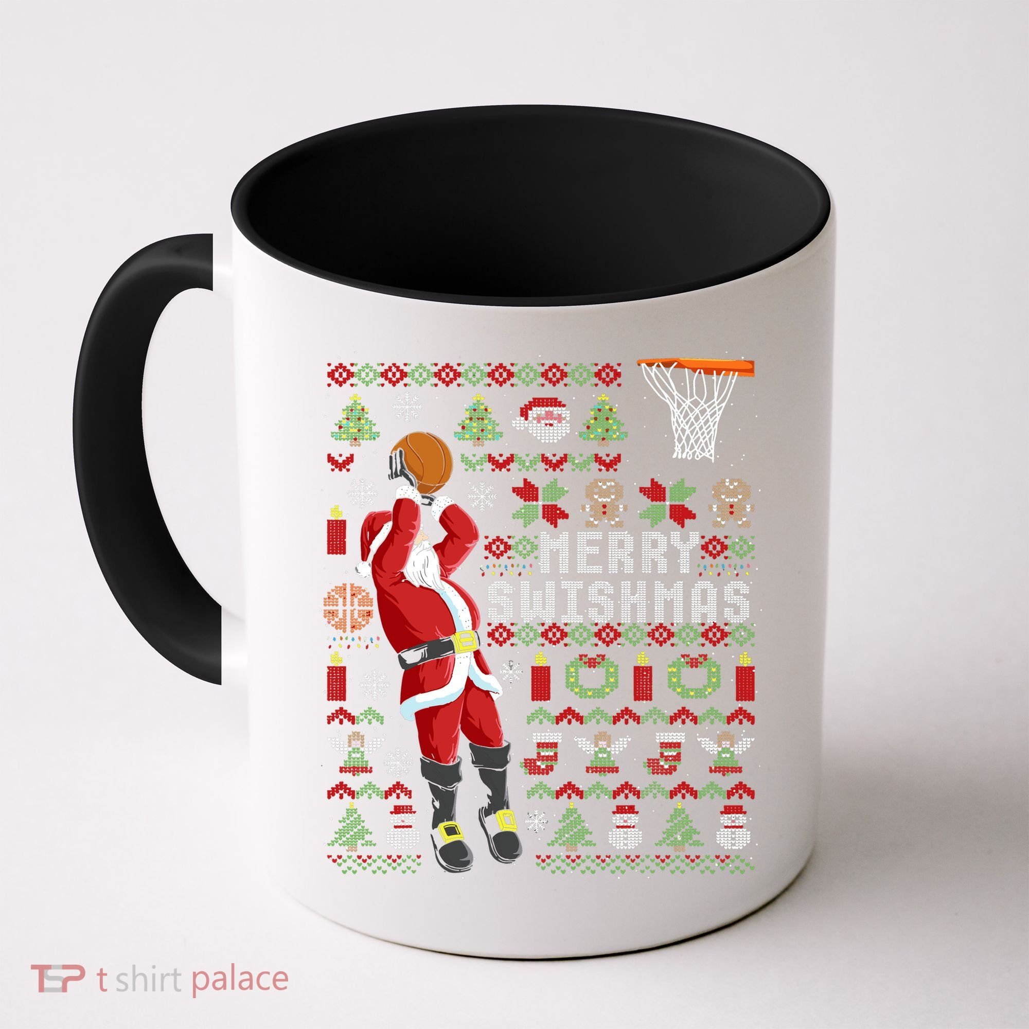 Merry Swishmas Ugly Christmas Basketball Coffee Mug