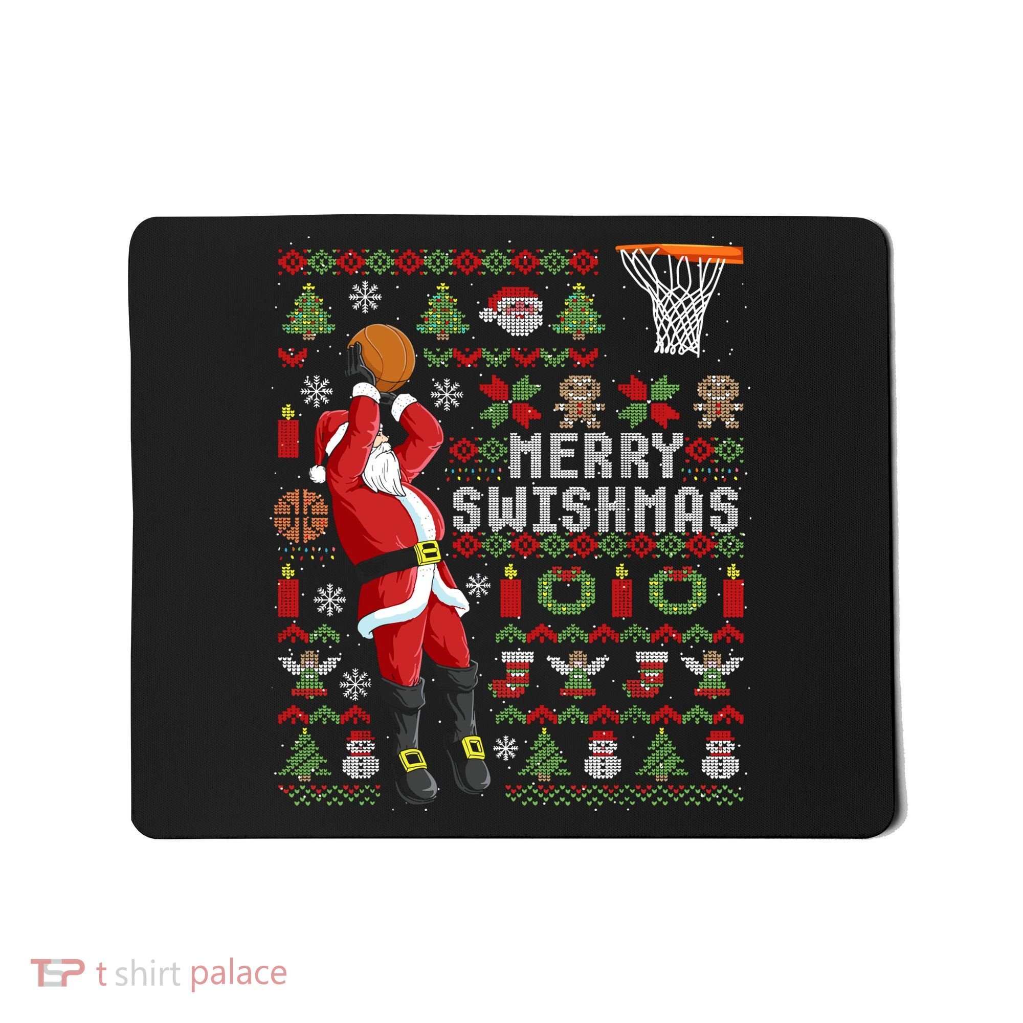 Merry Swishmas Ugly Christmas Basketball Mousepad