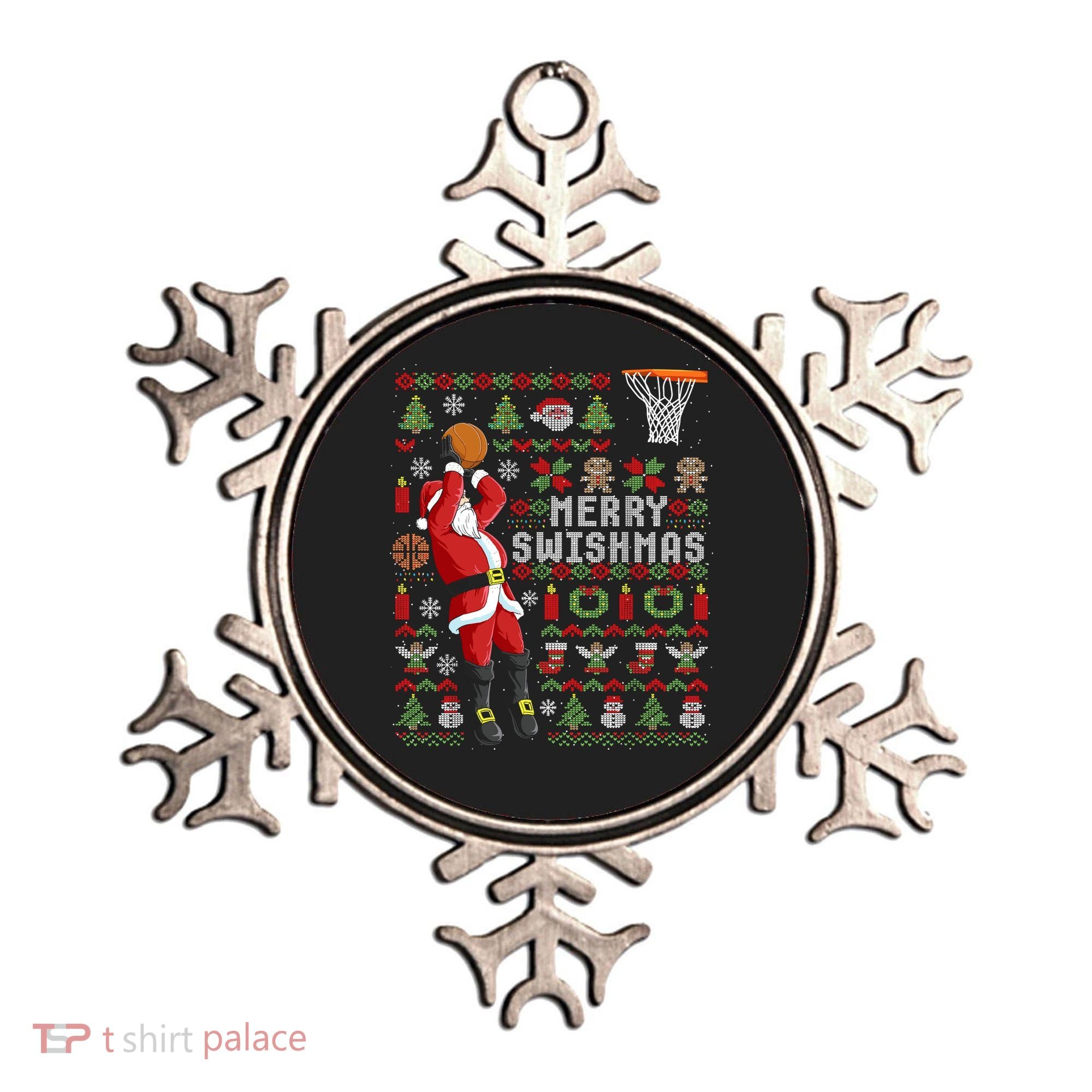 Merry Swishmas Ugly Christmas Basketball Ornament
