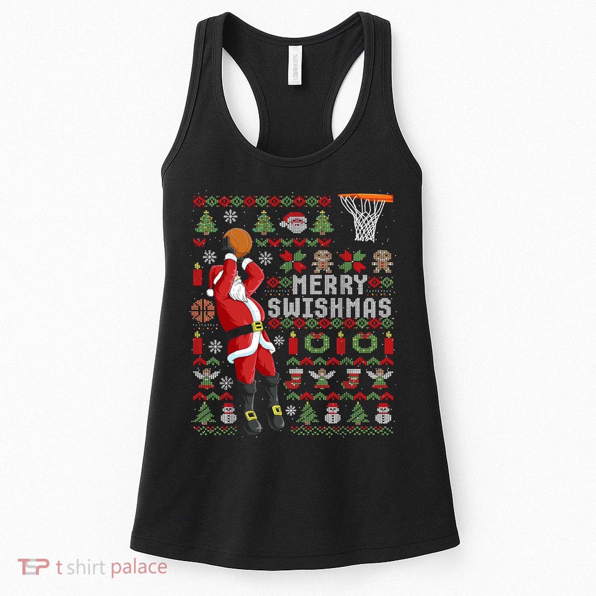 Merry Swishmas Ugly Christmas Basketball Women's Tank Top