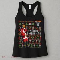 Merry Swishmas Ugly Christmas Basketball Women's Tank Top thumb 3