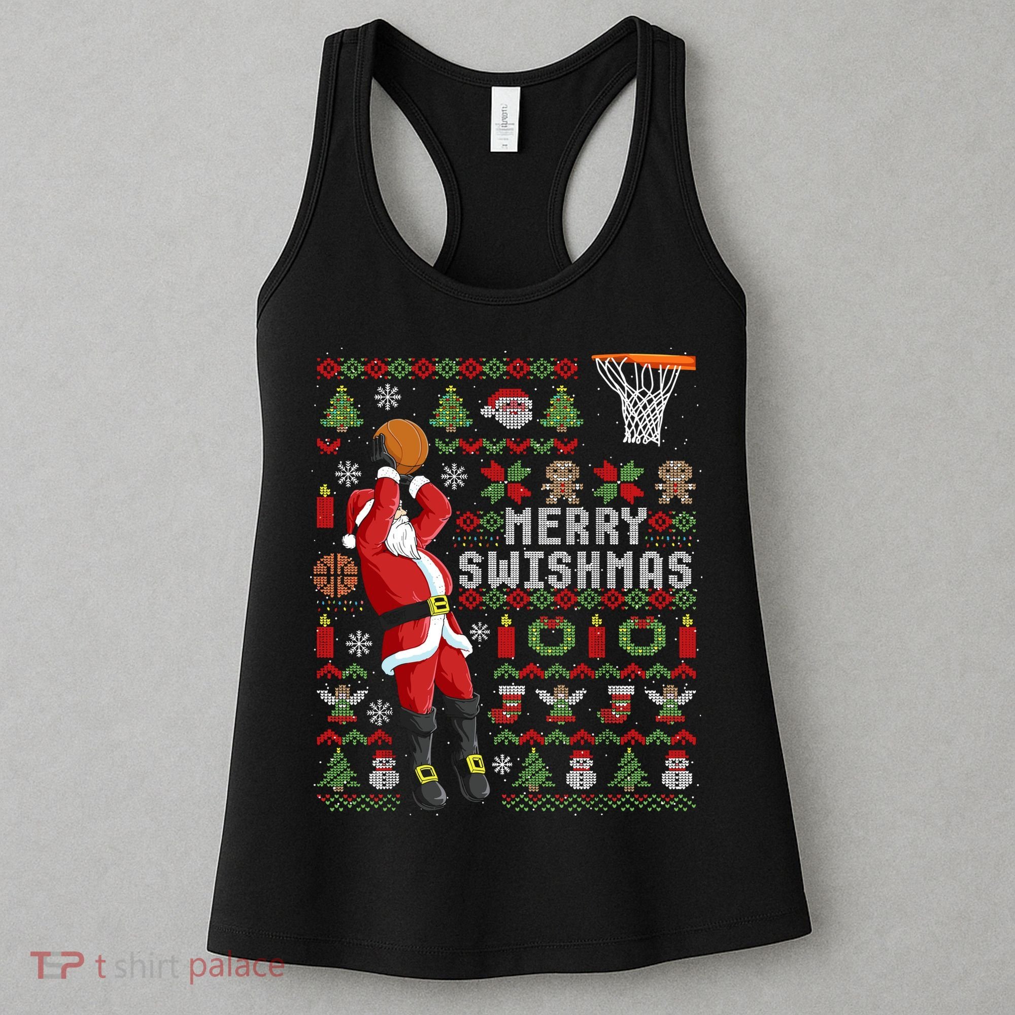 Merry Swishmas Ugly Christmas Basketball Women's Tank Top