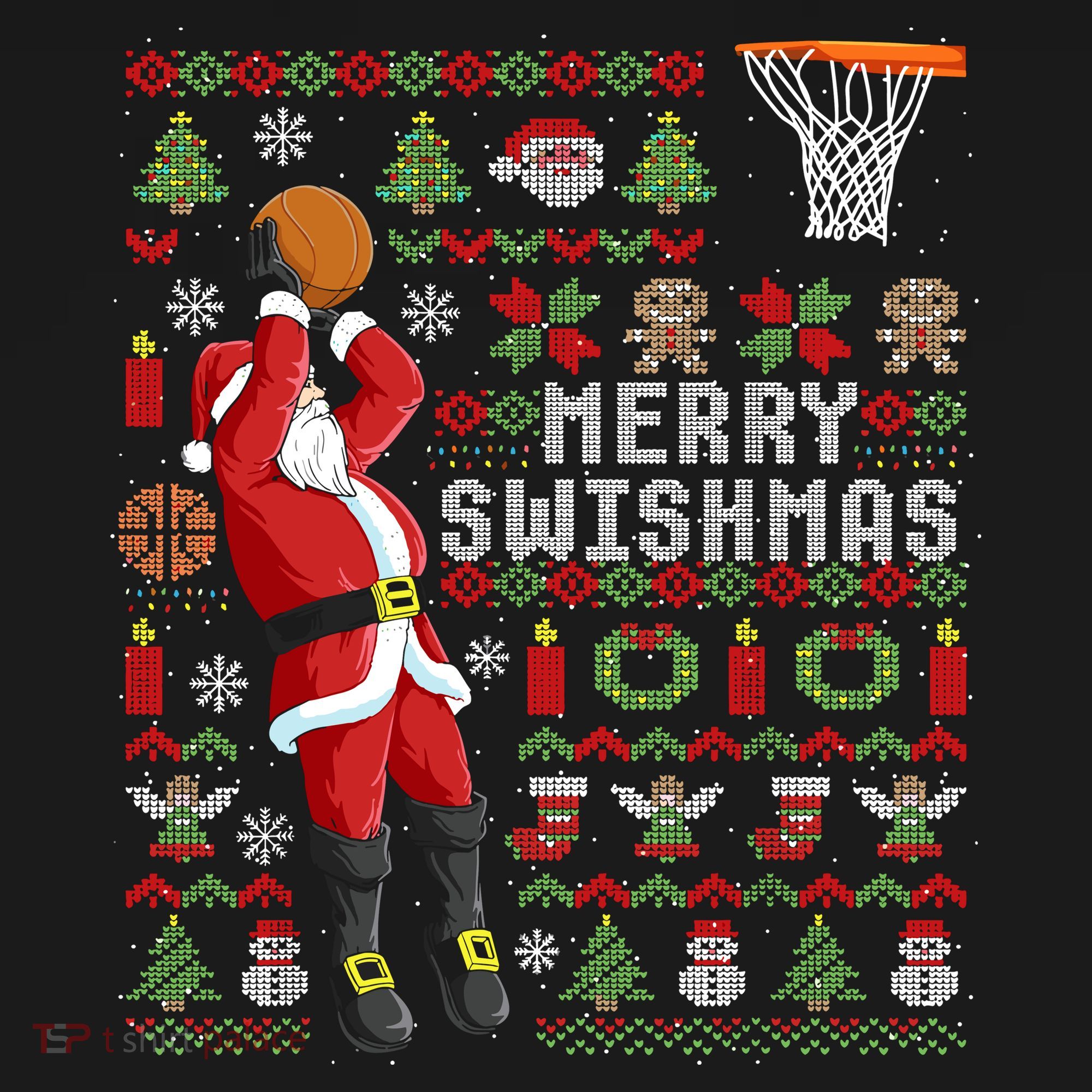 Merry Swishmas Ugly Christmas Basketball Women's Tank Top