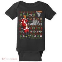Merry Swishmas Ugly Christmas Basketball Baby Bodysuit thumb 0