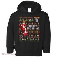 Merry Swishmas Ugly Christmas Basketball Toddler Hoodie thumb 0