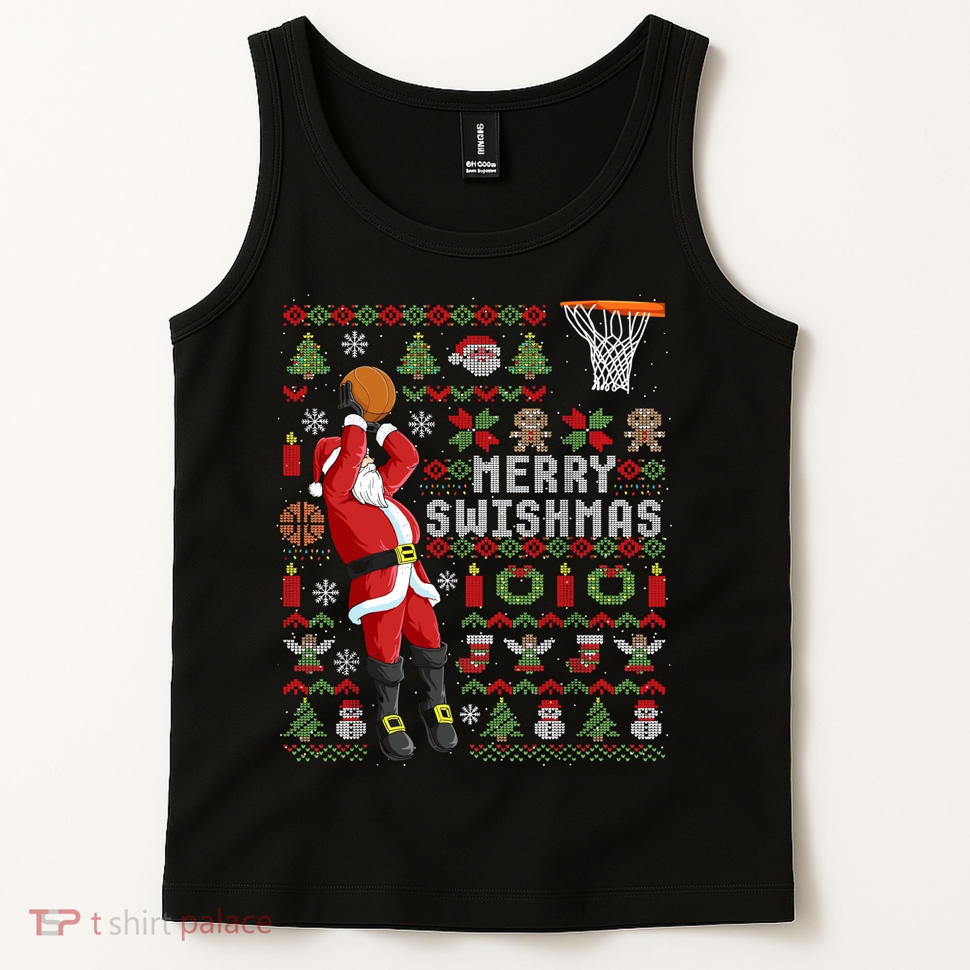Merry Swishmas Ugly Christmas Basketball Tank Top