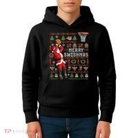 Merry Swishmas Ugly Christmas Basketball Kids Hoodie thumb 4
