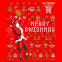 Merry Swishmas Ugly Christmas Basketball Santa Hat thumb 1